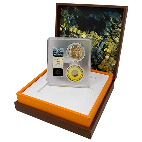 1857-S PCGS MS-64 (20A) $20 Liberty Gold Double Eagle – SS Central America Shipwreck with Gold Pinch
