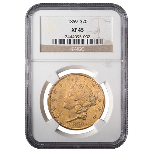 1859 NGC XF-45 $20 Liberty Double Eagle Gold Coin