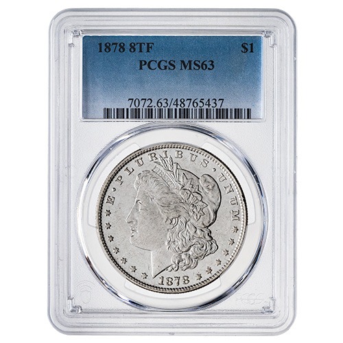 1878 PCGS MS-63 Morgan Silver Dollar Coin - 8 Tail Feathers