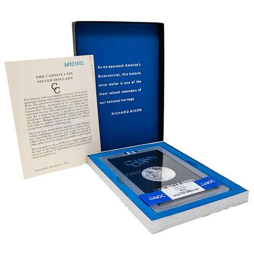 NGC MS-63 1882-1884-CC Morgan Silver Dollar GSA with Box & COA - Random Year
