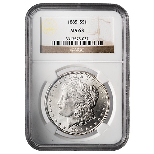 1885 NGC MS-63 Morgan Dollar Silver Coin