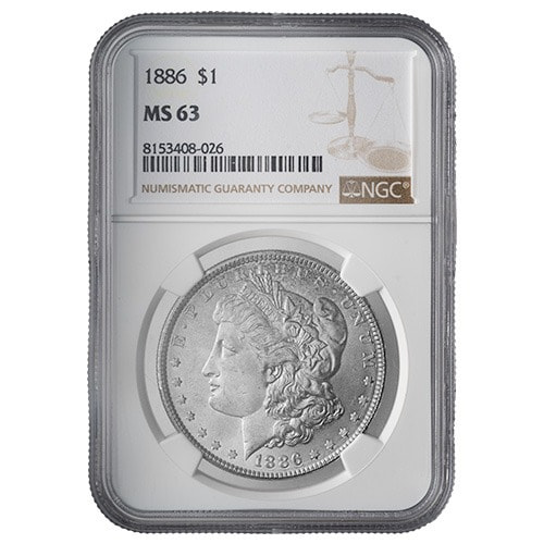 1886 NGC MS-63 Morgan Dollar Silver Coin