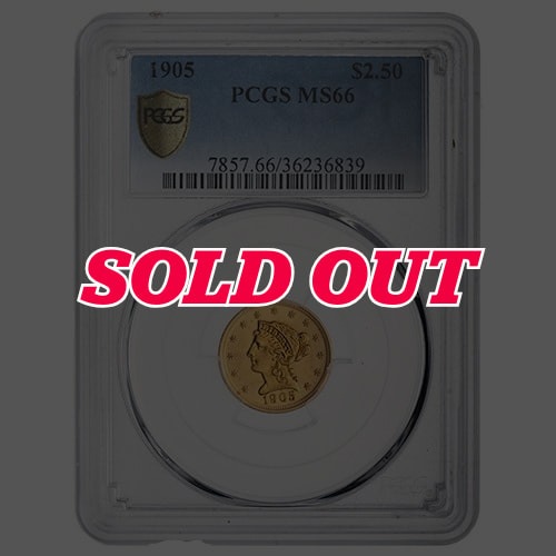1905 PCGS MS-66 $2.50 Liberty Quarter Eagle Gold Coin