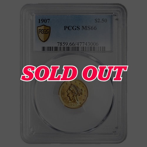 1907 PCGS MS-66 $2.50 Liberty Quarter Eagle Gold Coin