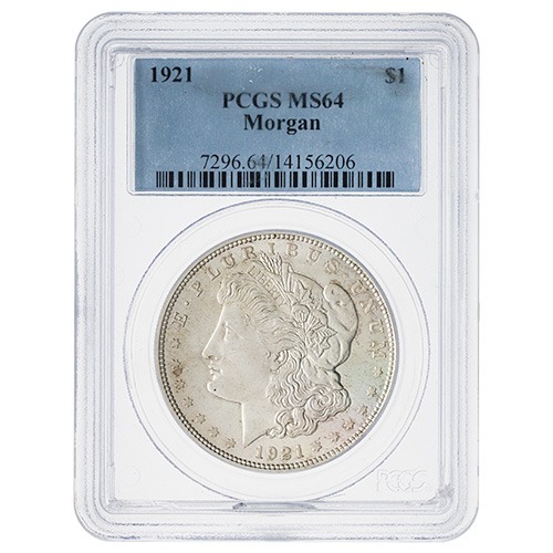 1921-D PCGS MS-64 Morgan Silver Dollar Coin