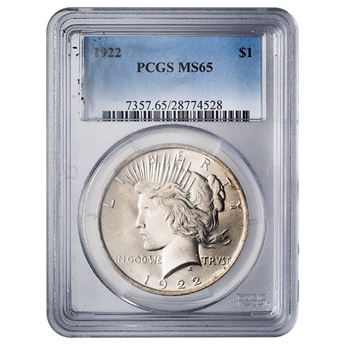 1922 PCGS MS-65 Peace Dollar Silver Coin