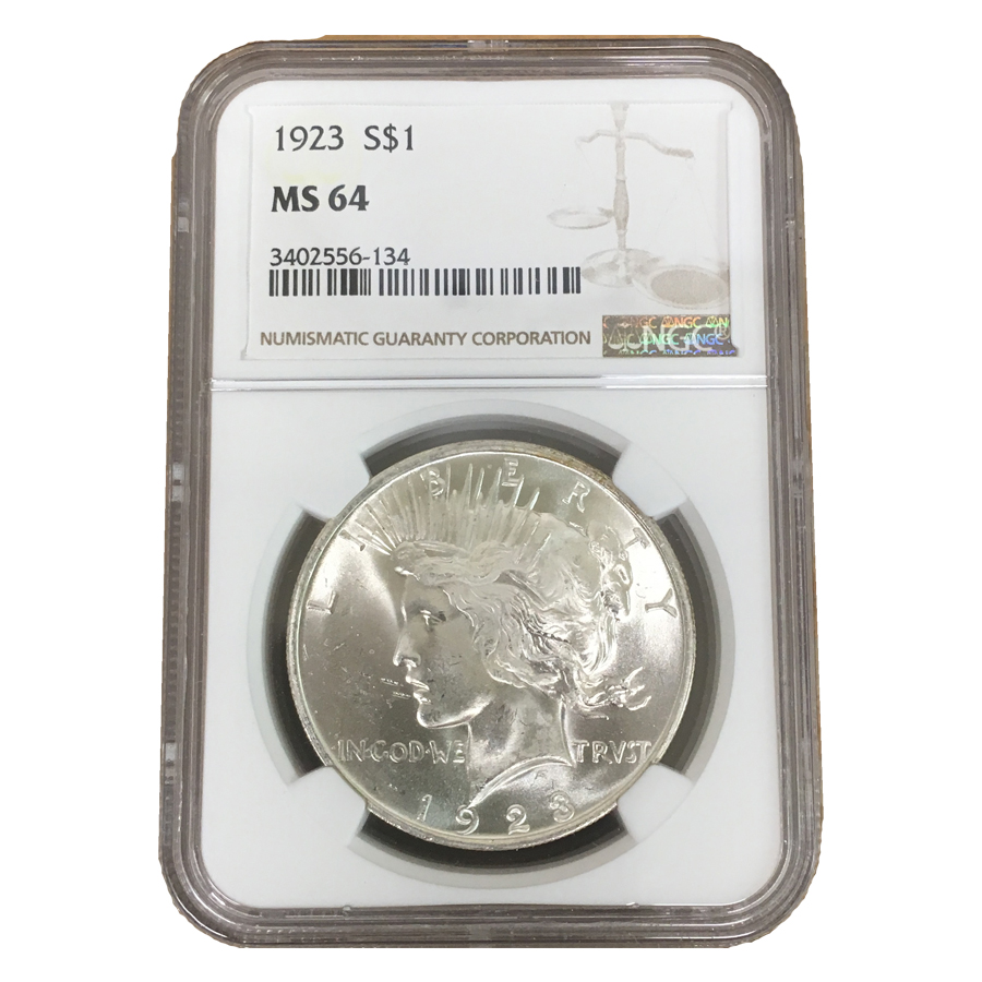 1923 Peace Silver Dollar Coin NGC MS-64