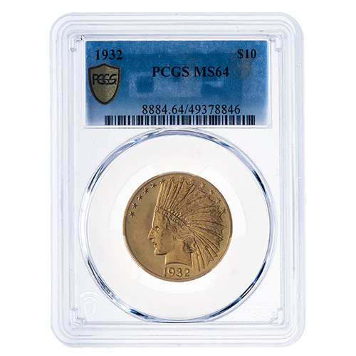 PCGS MS-64 1932 $10 Indian Head Eagle Gold Coin
