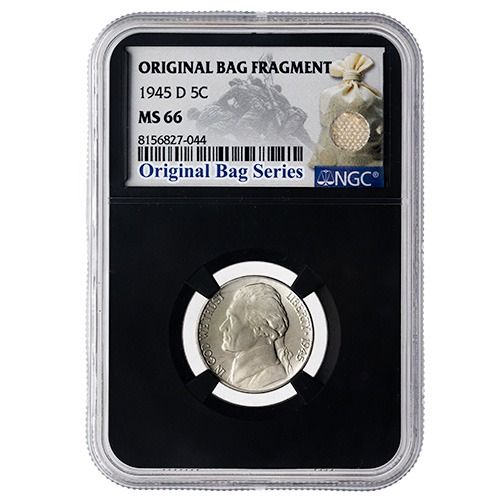 1945-D NGC MS-66 Silver Jefferson War Nickel - Original Bag Fragment