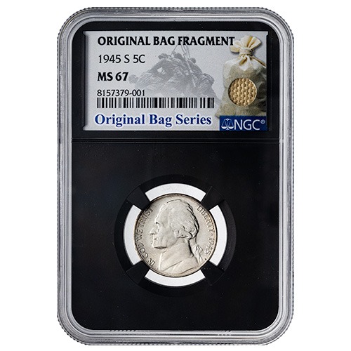 1945-S NGC MS-67 Silver Jefferson War Nickel - Original Bag Fragment
