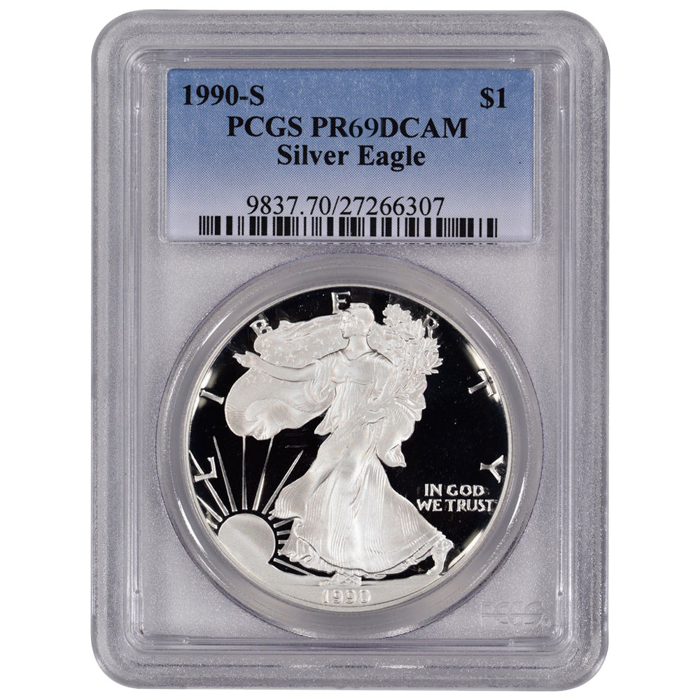 1990 PCGS PR-69 1 oz American Silver Eagle Proof Coin