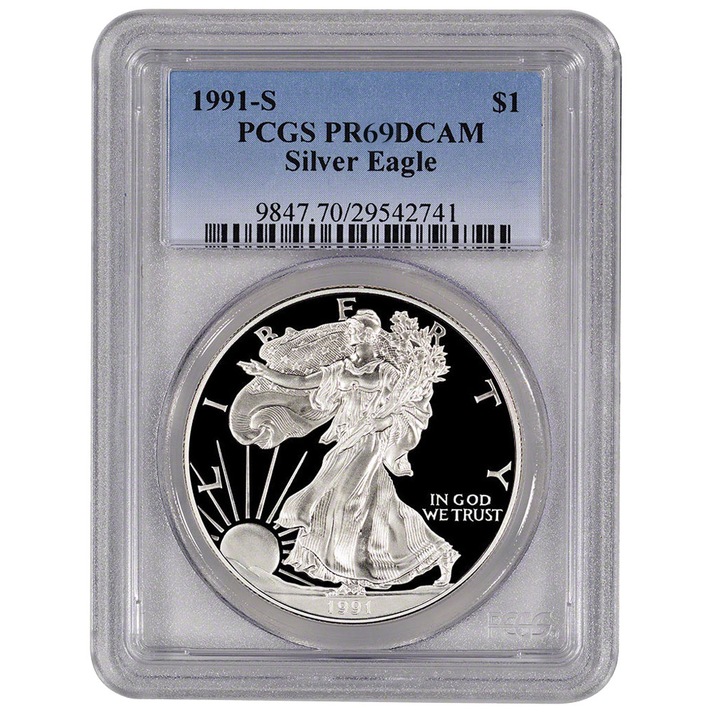 1991 PCGS PR-69 1 oz American Silver Eagle Proof Coin