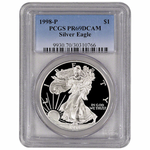 1998 PCGS PR-69 1 oz American Silver Eagle Proof Coin