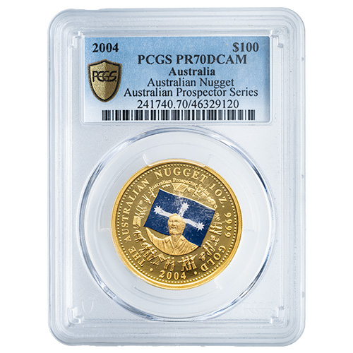 2004 PCGS PR-70 1 oz Australian Prospector Series Gold Nugget Proof Coin