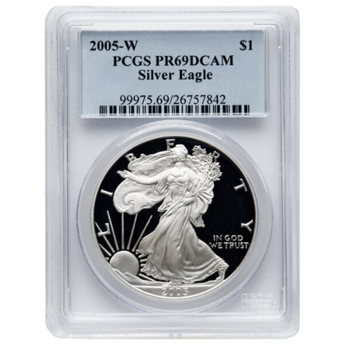 2005 PCGS PR-69 1 oz American Silver Eagle Proof Coin