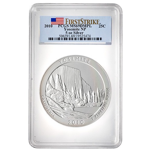 2010 PCGS MS-69 DMPL First Strike 5 oz America the Beautiful Yosemite Silver Coin