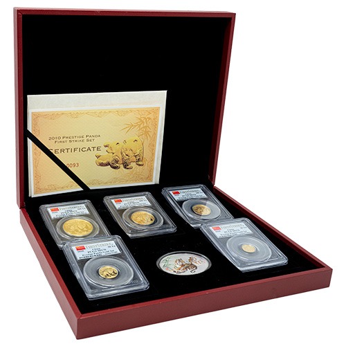 2010 CH Gold Prestige Panda PCGS MS-70 First Strike 5-Coin Set w/Box and COA