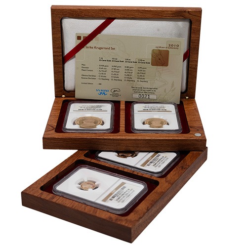[["2010 NGC PF-70 First Strikes South African Gold Krugerrand 4-Coi","n Set with Box and COA"]]