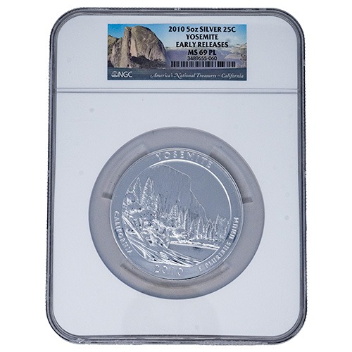 2010 NGC MS-69 PL Early Releases 5 oz America the Beautiful Yosemite Silver Coin