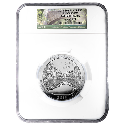 2011 NGC MS-68 DPL Early Releases 5 oz America the Beautiful Chickasaw Silver Coin
