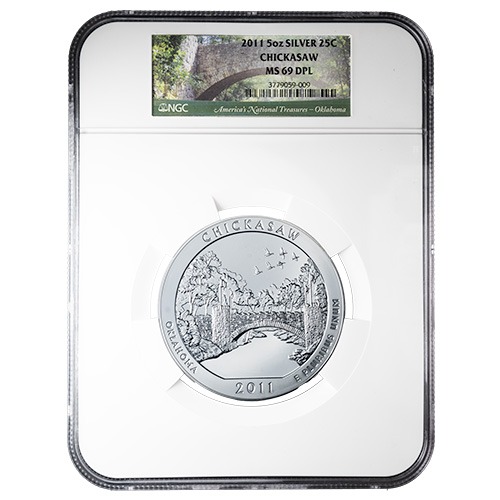 2011 NGC MS-69 DPL 5 oz America the Beautiful Chickasaw Silver Coin