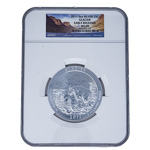 2011 NGC MS-69 Early Releases 5 oz America The Beautiful Glacier Silver Coin