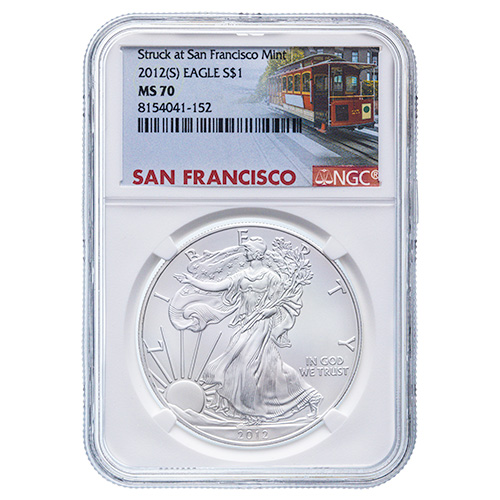 2012-(S) NGC MS-70 1 oz American Silver Eagle Coin Struck at San Francisco