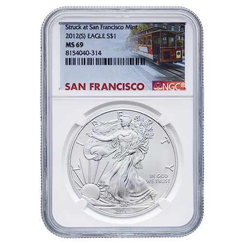 2012-(S) NGC MS-69 1 oz American Silver Eagle Coin Struck at San Francisco