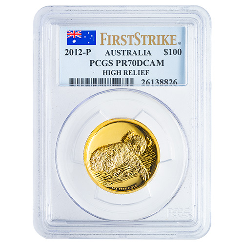 2012 PCGS PR-70 First Strikes 1 oz Australian Koala High Relief Proof Gold Coin