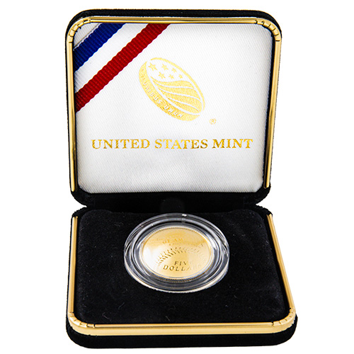 2014 National Baseball Hall of Fame $5 Commemorative Gold Proof Coin w/Box and COA