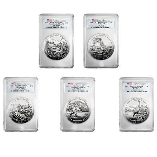 2014 PCGS MS-69 DMPL First Strike 5 oz America The Beautiful Silver 5-Coin Set