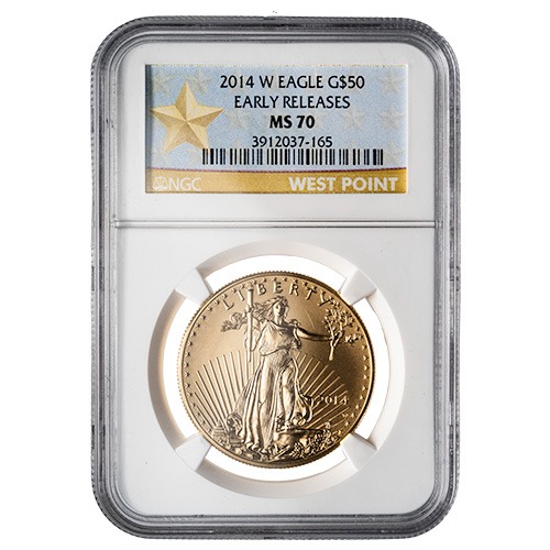 2014-W NGC MS-70 Early Releases 1 oz American Gold Eagle Burnished Coin - West Point Star Label