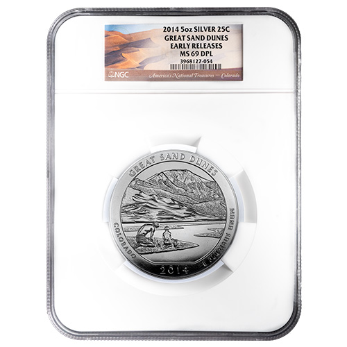 2014 NGC MS-69 Early Releases 5 oz America the Beautiful Great Sand Dunes Silver Coin