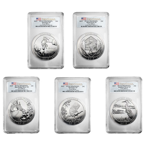 2015 PCGS MS-69 DMPL First Strike 5 oz America The Beautiful Silver 5-Coin Set