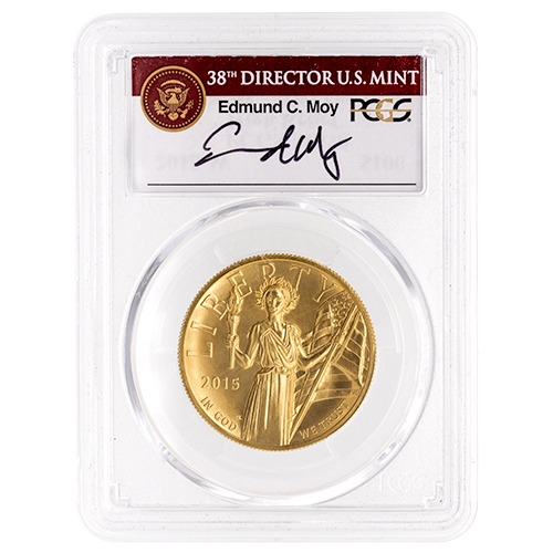 2015-W PCGS MS-70 First Strike 1 oz American Liberty High Relief Gold Coin - Edmund C. Moy Label