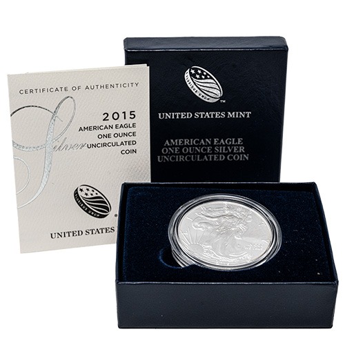 2015-W 1 oz American Silver Eagle Burnished Coin with Box and COA