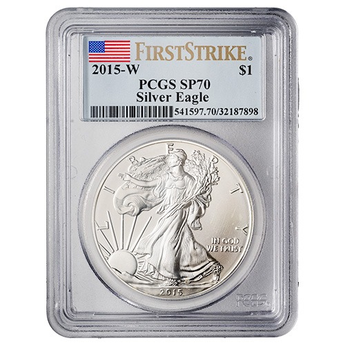 2015-W PCGS SP-70 First Strike 1 oz American Silver Eagle Burnished Coin