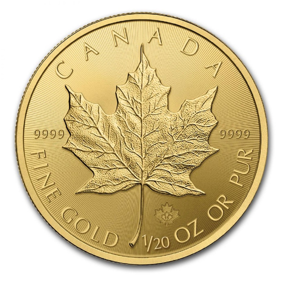 2015 Canadian Gold Maple Leaf - .9999 Fine Gold - 1/20th oz