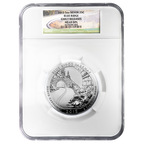2015 NGC MS-69 DPL Early Releases 5 oz America The Beautiful Blue Ridge Silver Coin