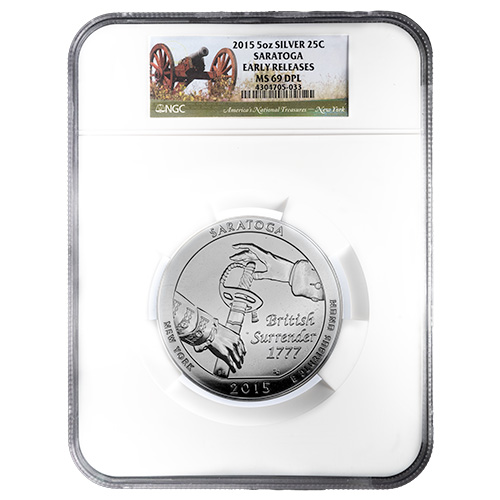 2015 NGC MS-69 DPL Early Releases 5 oz America The Beautiful Saratoga Silver Coin
