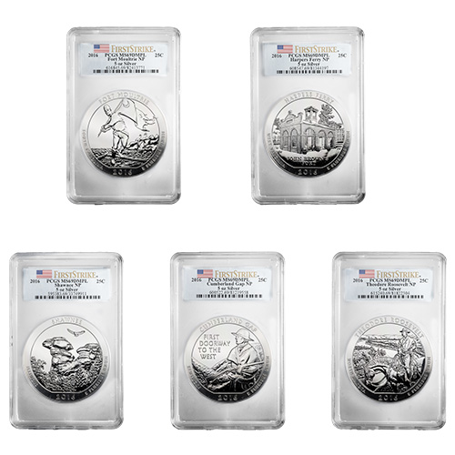 2016 PCGS MS-69 DMPL First Strike 5 oz America The Beautiful Silver 5-Coin Set