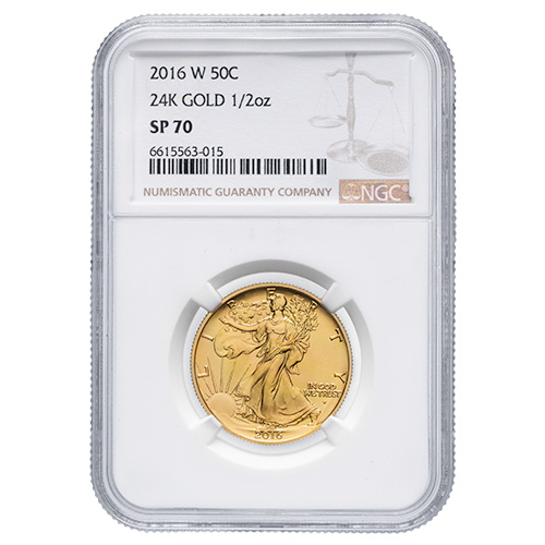 NGC SP-70 2016-W 1/2 oz Gold Walking Liberty Half Dollar Centennial Coin