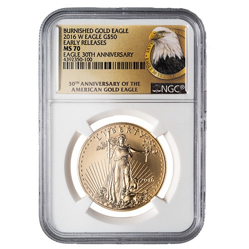 2016-W NGC MS-70 Early Releases 1 oz American Gold Eagle Burnished Coin - 30th Anniversary Label
