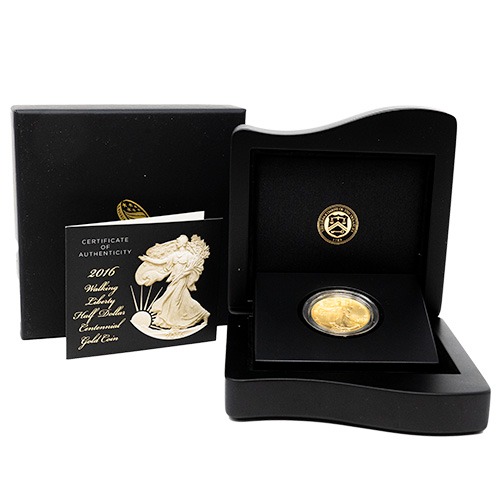 2016-W 1/2 oz Walking Liberty Half Dollar Gold Coins with Box & COA