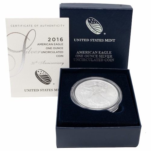 2016-W 1 oz American Silver Eagle Burnished Coin with Box and COA