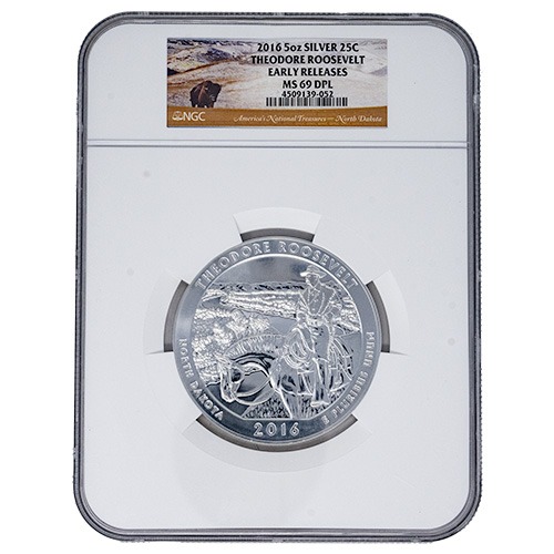 2016 NGC MS-69 DPL Early Releases 5 oz America the Beautiful Theodore Roosevelt Silver Coin