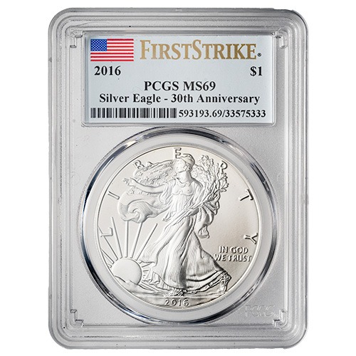 2016 PCGS MS-69 First Strike 1 oz American Silver Eagle Coin