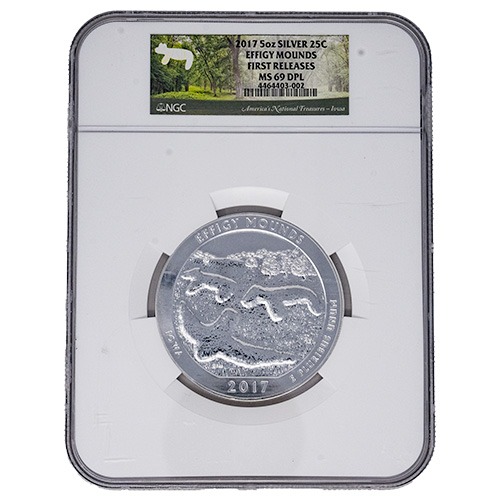 2017 NGC MS-69 DPL First Releases 5 oz America the Beautiful Effigy Mounds Silver Coin