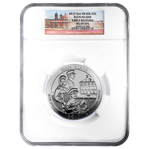 2017 NGC MS-69 DPL Early Releases 5 oz America the Beautiful Ellis Island Silver Coin