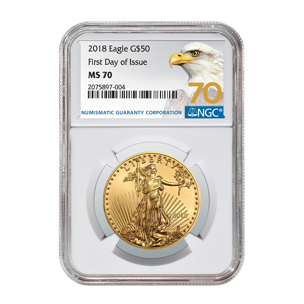 2018 1 oz NGC MS-70 First Day of Issue Gold American Eagle (70 Label)